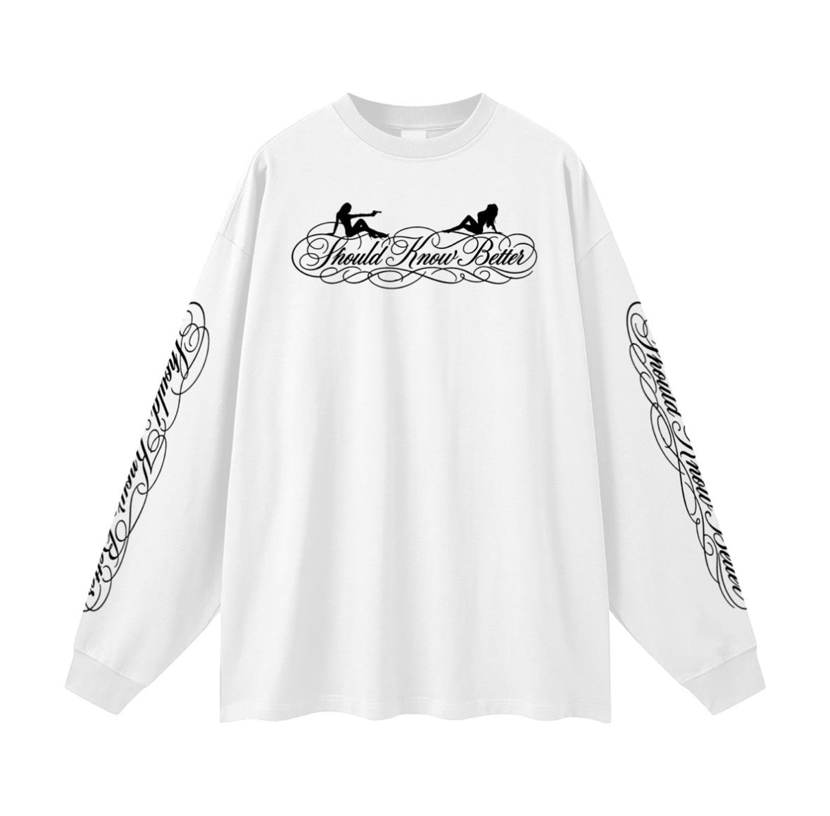 White SZN 001 SCRIPT long sleeve — SILHOUETTE design