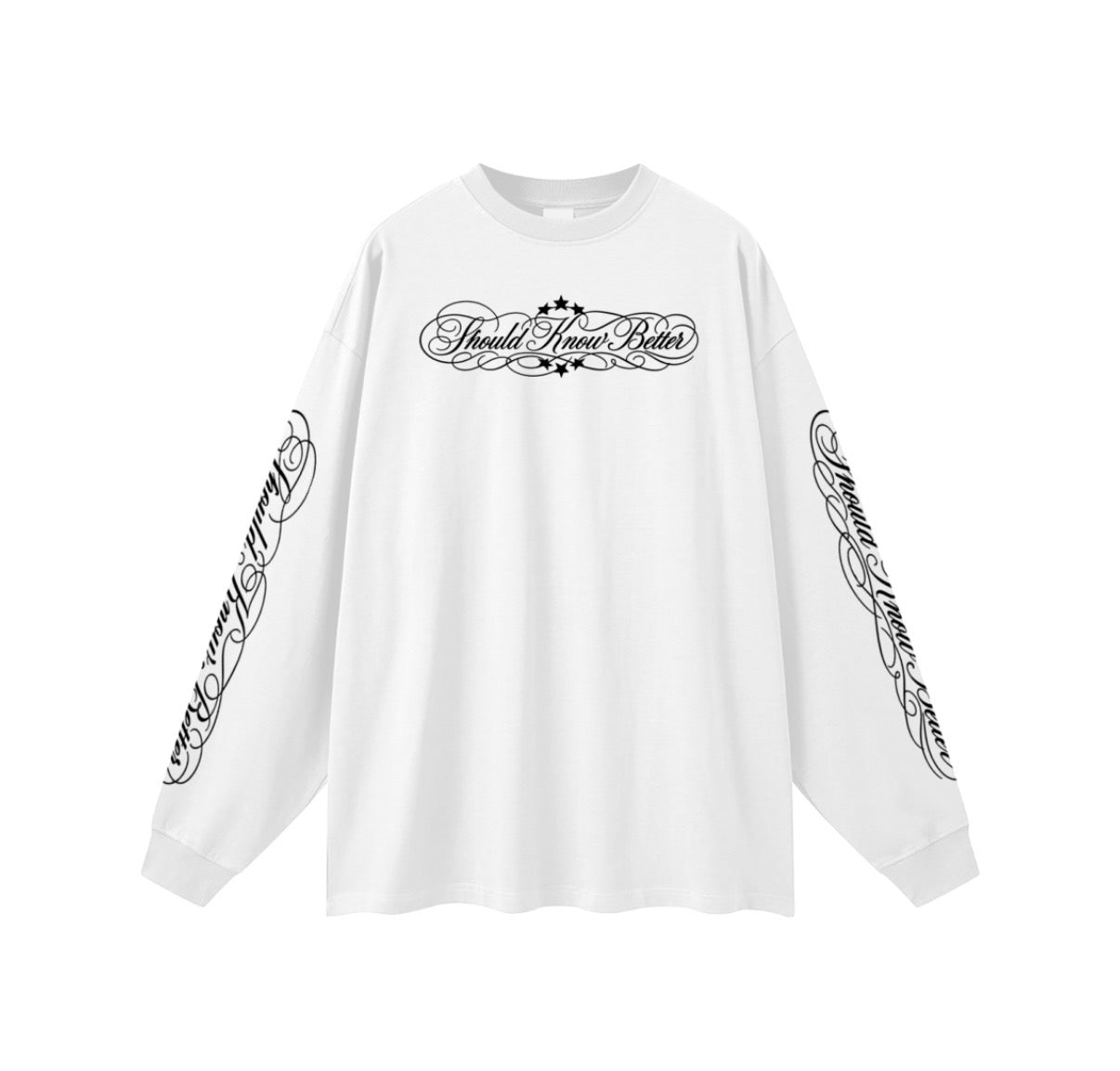 White SZN 001 SCRIPT long sleeve — STARS design
